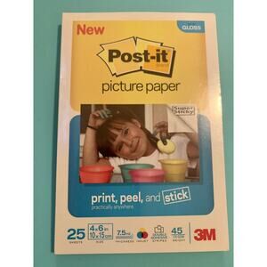 Post-It Print Peel and Stick 4x6 Gloss Picture Paper 25 Sheets Double Adhesive